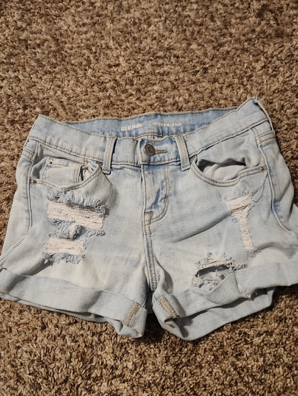 Old Navy Light Blue Distressed Boyfriend Jean Shorts